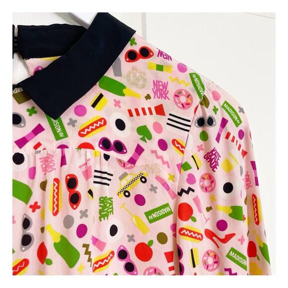 Kate Spade New York x Darcel Shelley New York City Graphic Print L/S Silk Blouse - Picture 6 of 12